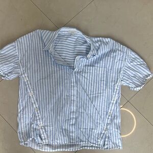 Joie Light Blue Striped Blouse
